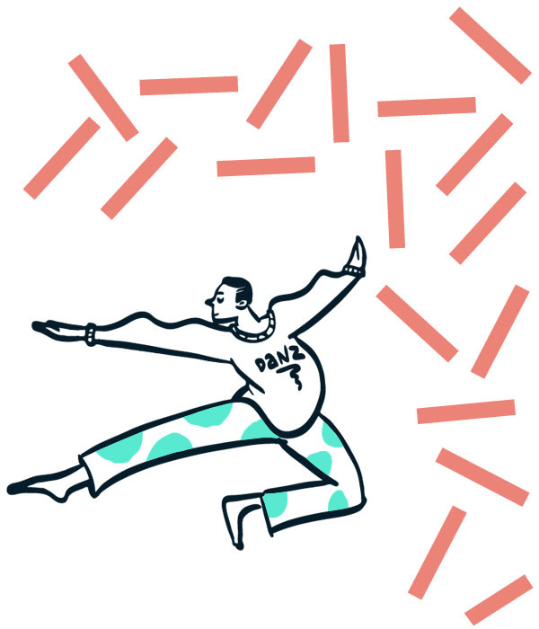 A graphic of a dancing man